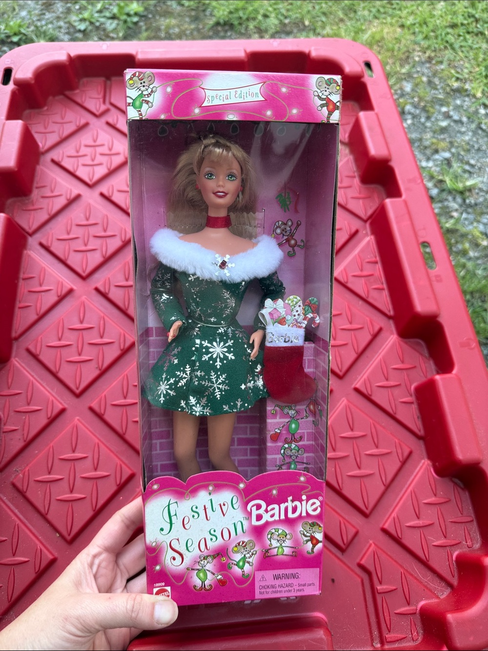 Barbie Festive Season Green & White Holiday Doll